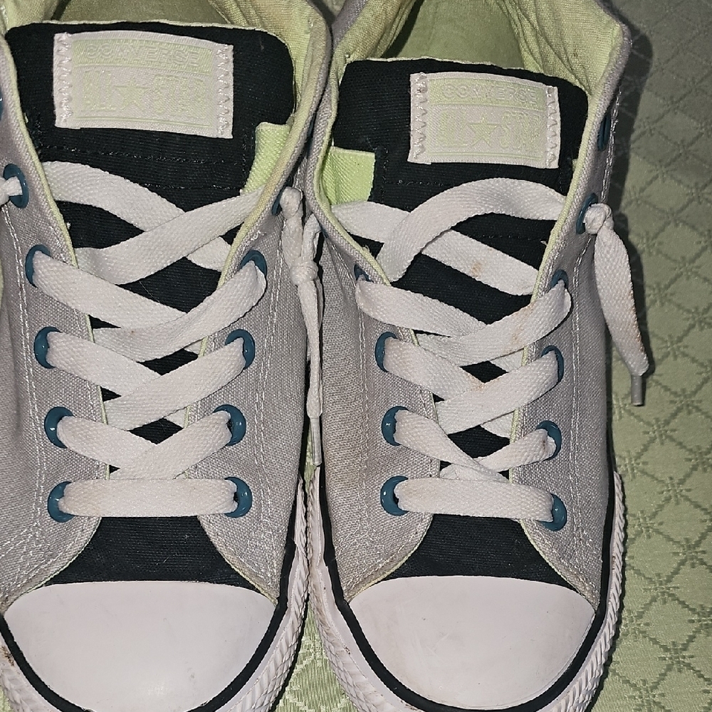 Converse All Star Women's Low Top Sneakers - Grey With Mint Green Size 6